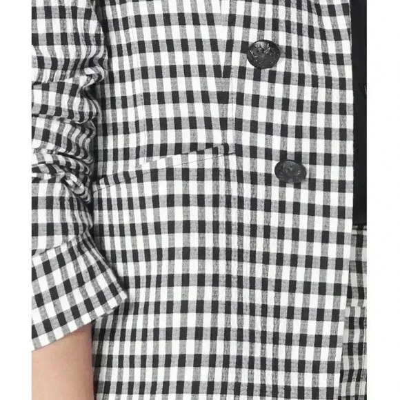 Veronica Beard Dickey Jacket Blazer 6 Caldwell Black White Gingham Check Ruched - Picture 5 of 13